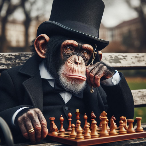 monkey playing chess in a park